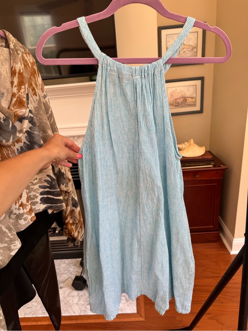Tahari Light Blue Striped Mini Dress